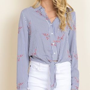Knotted Striped Blouse